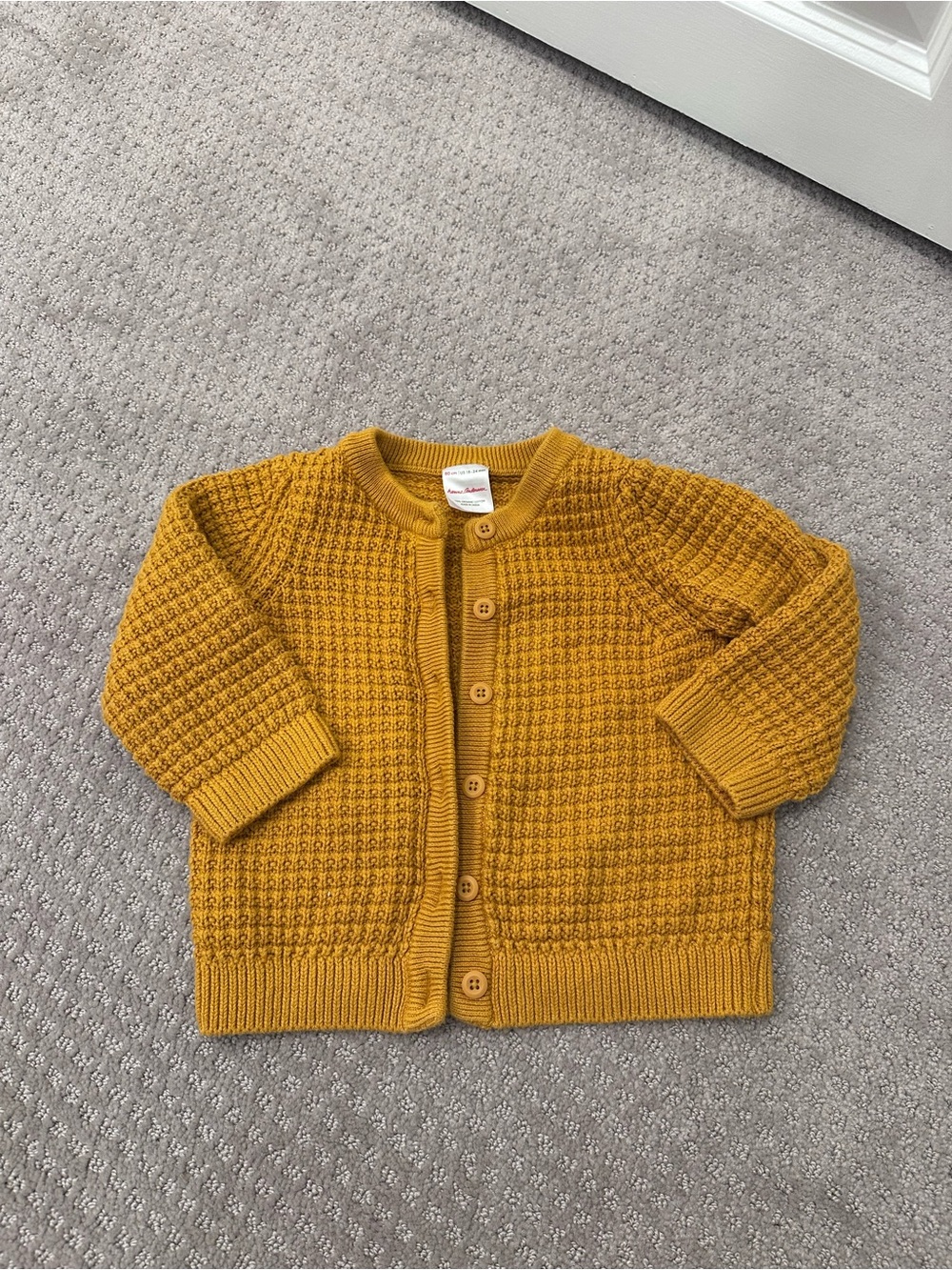 Hanna Andersson Organic Cotton Knit Cardigan, Mustard Yellow, 18-24 months